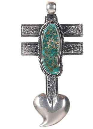 Navajo sterling Tufa Cast High Grade Royston turquoise pendant - Estate Fresh Austin