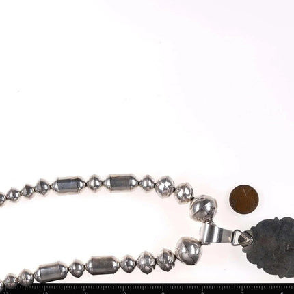 Navajo Sterling Turquoise Nugget beaded necklace - Estate Fresh Austin