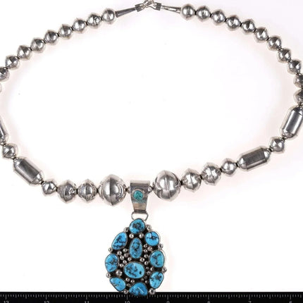 Navajo Sterling Turquoise Nugget beaded necklace - Estate Fresh Austin