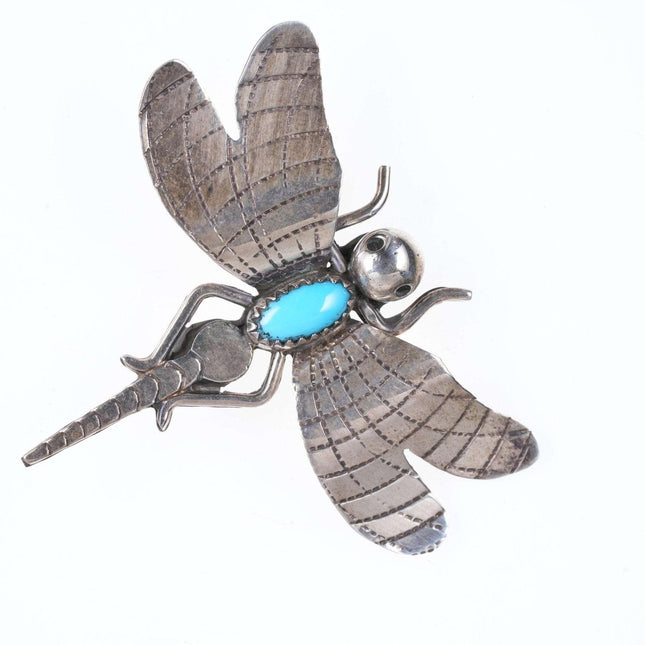 Navajo Sterling/turquoise dragonfly pin - Estate Fresh Austin