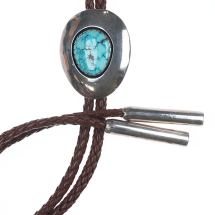Nelson Garcia Santo Domingo Silver bolo tie with high grade turquoise - Estate Fresh Austin