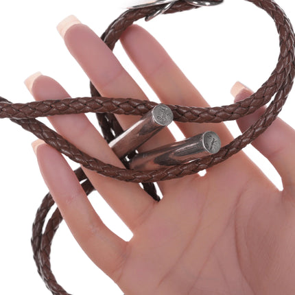 Nelson Garcia Santo Domingo Silver bolo tie with high grade turquoise - Estate Fresh Austin