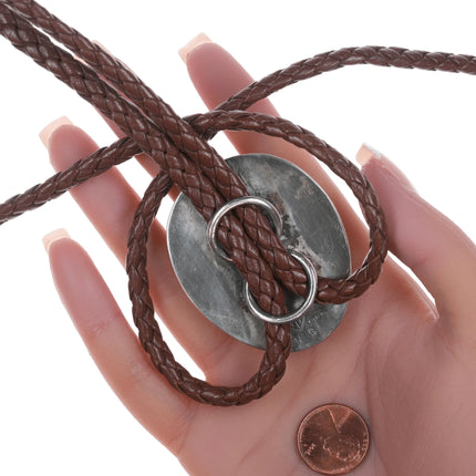 Nelson Garcia Santo Domingo Silver bolo tie with high grade turquoise - Estate Fresh Austin