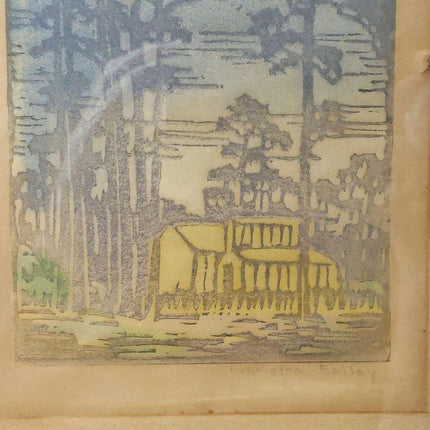 Newcomb College Henrietta Davidson Bailey "Pines in Louisiana" 1920's Arts and C - Estate Fresh Austin