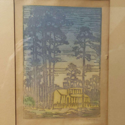 Newcomb College Henrietta Davidson Bailey "Pines in Louisiana" 1920's Arts and C - Estate Fresh Austin