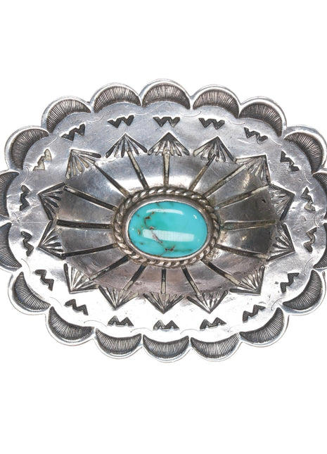 Nice 40's - 50's Navajo silver concho pin with turquoise - Estate Fresh Austin