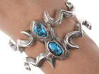 Nice Vintage Native American Silver/turquoise sandcast cuff bracelet - Estate Fresh Austin