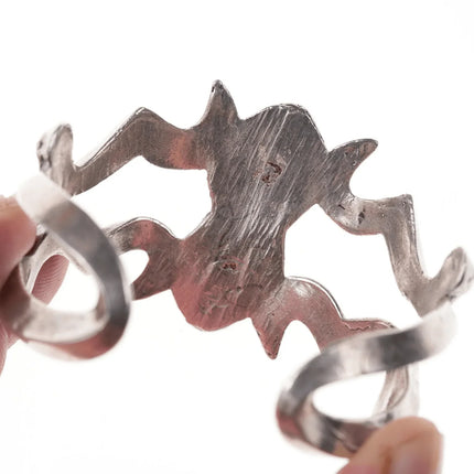 Nice Vintage Native American Silver/turquoise sandcast cuff bracelet - Estate Fresh Austin