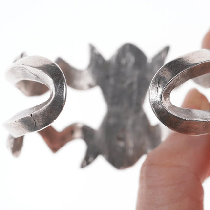 Nice Vintage Native American Silver/turquoise sandcast cuff bracelet - Estate Fresh Austin