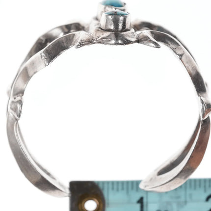 Nice Vintage Native American Silver/turquoise sandcast cuff bracelet - Estate Fresh Austin
