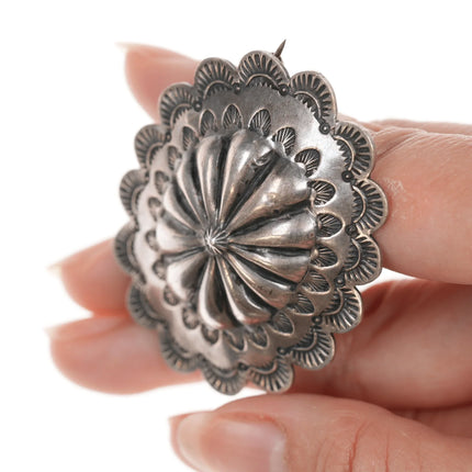 Nice Vintage Navajo Hand stamped silver concho pin - Estate Fresh Austin