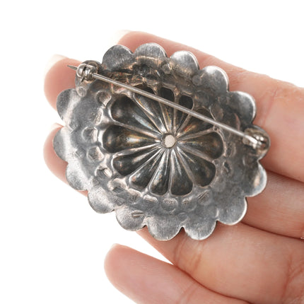 Nice Vintage Navajo Hand stamped silver concho pin - Estate Fresh Austin