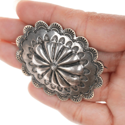 Nice Vintage Navajo Hand stamped silver concho pin - Estate Fresh Austin