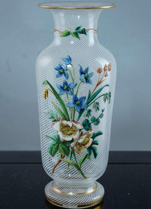 Nicholas J. Lutz(1835 - 1906) Attributed Unusual Victorian Art Glass Enameled Latt - Estate Fresh Austin