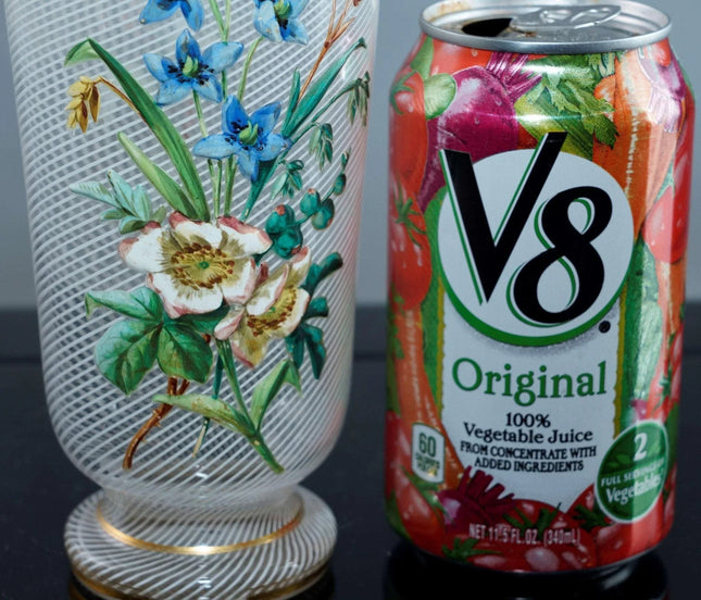 Nicholas J. Lutz(1835-1906) Attributed Unusual Victorian Art Glass Enameled Latt - Estate Fresh Austin