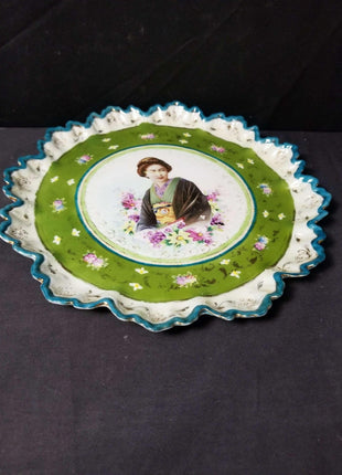 Nippon Geisha Portrait Dresser Tray green Gold c.1890 - Estate Fresh Austin