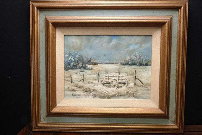 Noeline Harris (1923-2011) Austin Texas Hill Country Landscape with Homestead an - Estate Fresh Austin