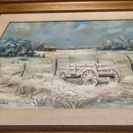 Noeline Harris (1923 - 2011) Austin Texas Hill Country Landscape with Homestead an - Estate Fresh Austin