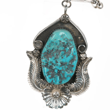 Nora Nelson Navajo Sterling and turquoise pendant necklace - Estate Fresh Austin