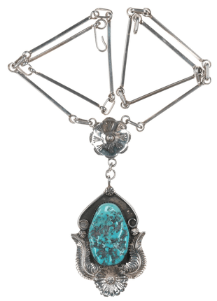 Nora Nelson Navajo Sterling and turquoise pendant necklace - Estate Fresh Austin