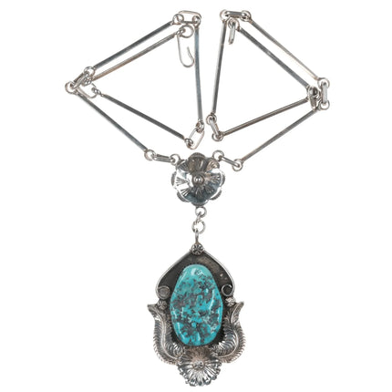 Nora Nelson Navajo Sterling and turquoise pendant necklace - Estate Fresh Austin
