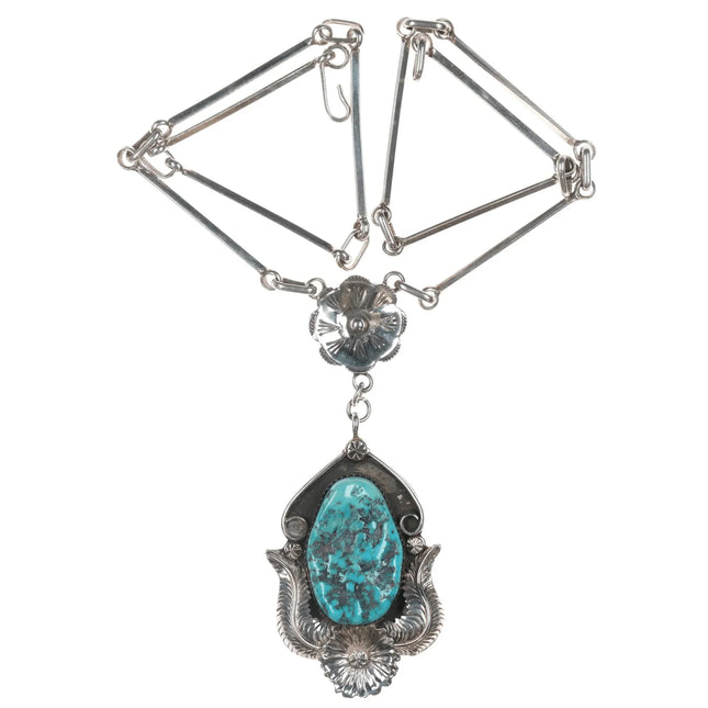 Nora Nelson Navajo Sterling and turquoise pendant necklace - Estate Fresh Austin