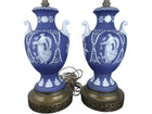 Noritake Nippon Moriage Wedgwood Style Lamps with Hand Painted Neoclassical Figu - Estate Fresh Austin