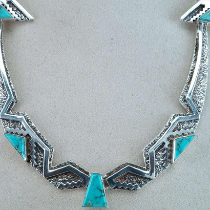 Nusie Belon Navajo Sterling Turquoise Choker necklace Earrings set - Estate Fresh Austin