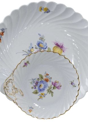 Nymphenburg 1012 Hand Painted Dresden Flowers pattern graduated handled trays - Estate Fresh Austin