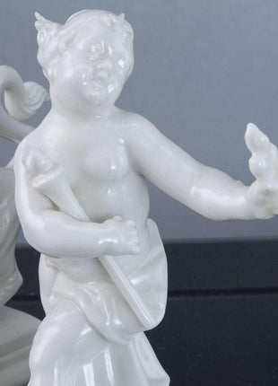 Nymphenburg Blanc de Chine Allegorical Figure and two lions - Estate Fresh Austin