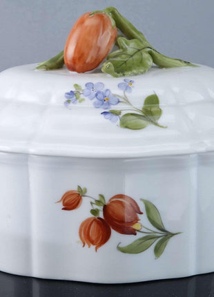 Nymphenburg Hand Painted Porcelain Candy Box with fruit finial - Estate Fresh Austin