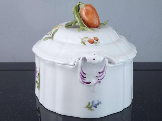 Nymphenburg Hand Painted Porcelain Candy Box with fruit finial - Estate Fresh Austin