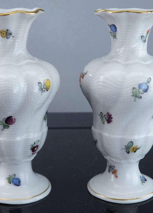 Nymphenburg Hand Painted Porcelain diminutive bud vases - Estate Fresh Austin