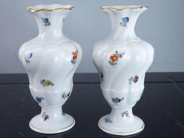Nymphenburg Hand Painted Porcelain diminutive bud vases - Estate Fresh Austin