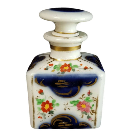 Old Paris Perfume Bottle Cobalt Florals and Gold mid 19th century - Estate Fresh Austin