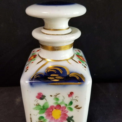 Old Paris Perfume Bottle Cobalt Florals and Gold mid 19th century - Estate Fresh Austin