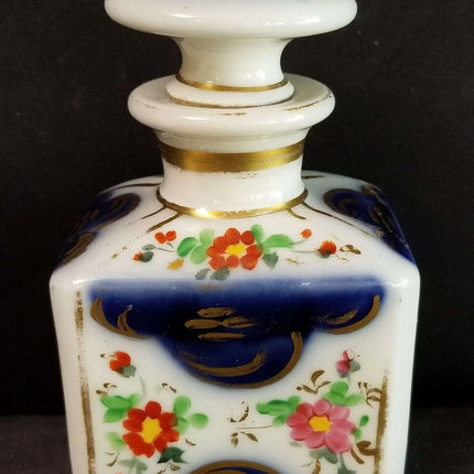 Old Paris Perfume Bottle Cobalt Florals and Gold mid 19th century - Estate Fresh Austin
