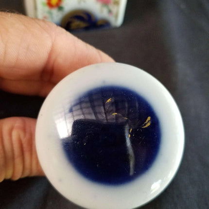 Old Paris Perfume Bottle Cobalt Florals and Gold mid 19th century - Estate Fresh Austin