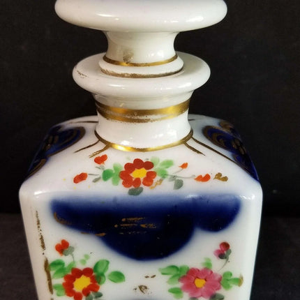 Old Paris Perfume Bottle Cobalt Florals and Gold mid 19th century - Estate Fresh Austin