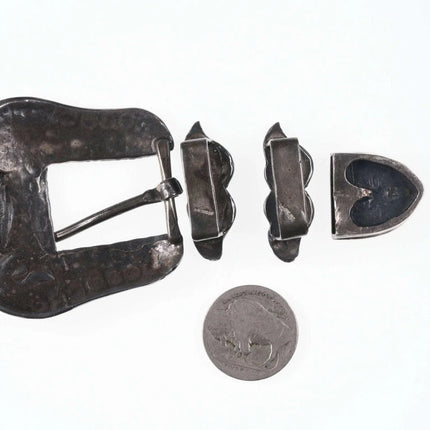 Old Pawn Native American Sterling silver ranger belt buckle set - Estate Fresh Austin