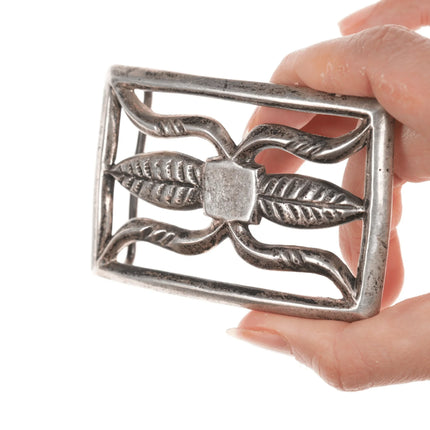 Old Sandcast Native American Turquoise/sterling belt buckle - Estate Fresh Austin