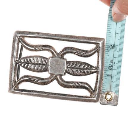Old Sandcast Native American Turquoise/sterling belt buckle - Estate Fresh Austin