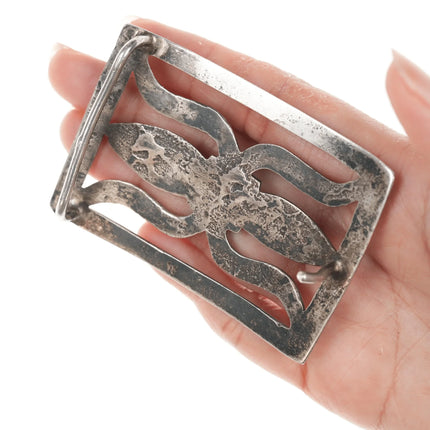 Old Sandcast Native American Turquoise/sterling belt buckle - Estate Fresh Austin