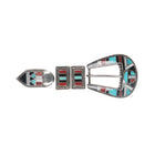 Old Zuni Native American silver channel inlay ranger belt buckle set - Estate Fresh Austin