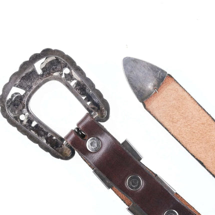 One of a Kind Gold mounted sterling silver ranger belt with 5 more sets mounted - Estate Fresh Austin