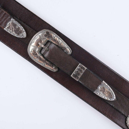 One of a Kind Gold mounted sterling silver ranger belt with 5 more sets mounted - Estate Fresh Austin