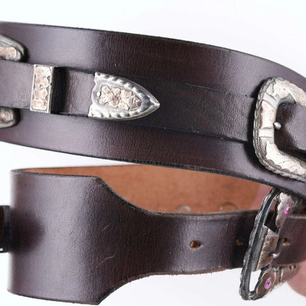 One of a Kind Gold mounted sterling silver ranger belt with 5 more sets mounted - Estate Fresh Austin