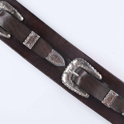 One of a Kind Gold mounted sterling silver ranger belt with 5 more sets mounted - Estate Fresh Austin