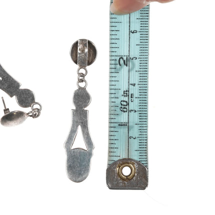 Onyx and Opal Channel inlay sterling earrings - Estate Fresh Austin