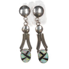Onyx and Opal Channel inlay sterling earrings - Estate Fresh Austin
